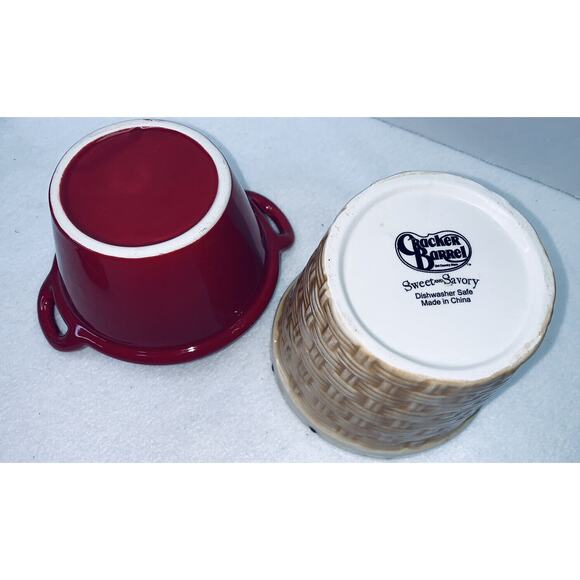 2 piece Cracker Barrel Sweet & Savory Candy Basket Ice Cream/ Fruit Dish Ceramic - Picture 8 of 9